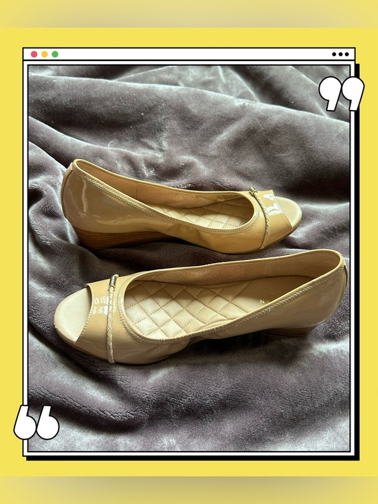 Cole Haan Shoes - Cole Haan Emory Braided 40 II Patent Leather Peep-Toe Wedge Maple Sugar Sz 7.5B